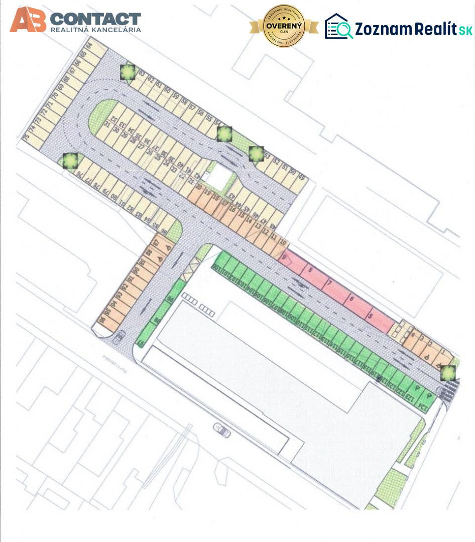 Parkovacie státie v Piešťanoch v areáli „Ružový mlyn“ - Plán parkovacích státí