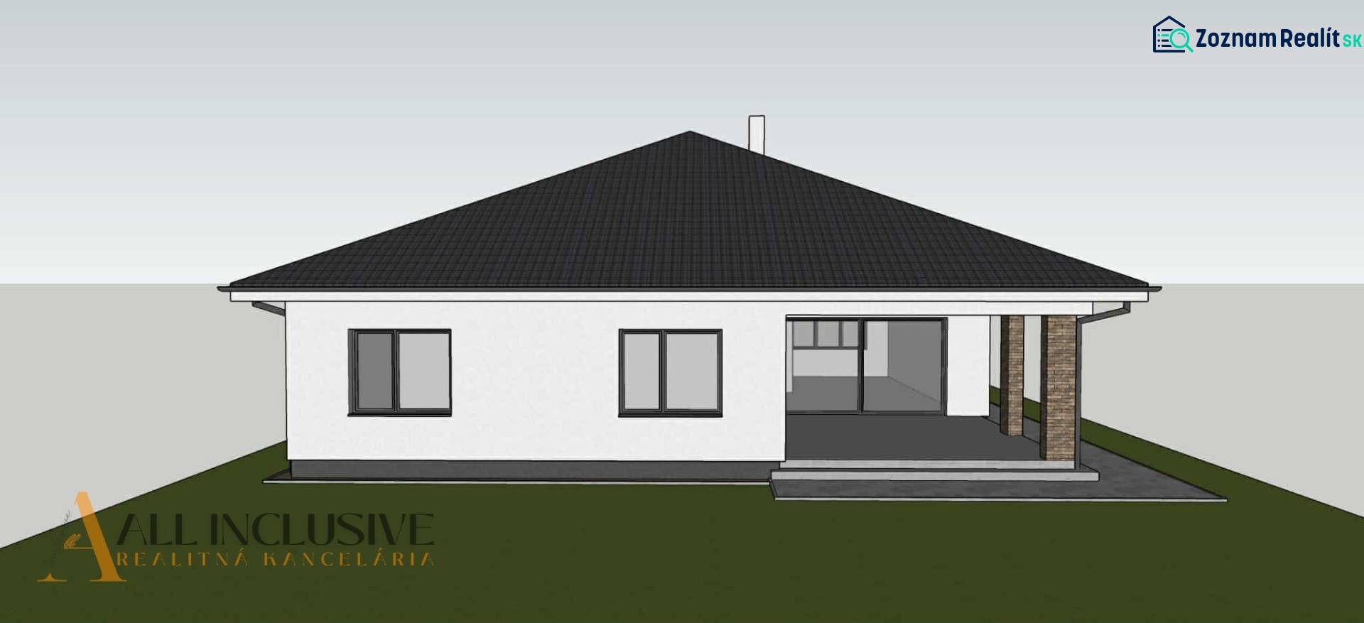 PREDPREDAJ | 4-IZBOVÝ RODINNÝ DOM V OBCI BAJČ - Rodinný dom v Bajči s bielou fasádou a členitou strechou.