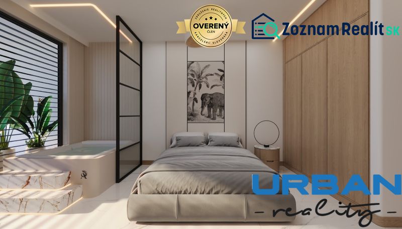Predaj 2-izbového bytu, Paje Zanzibar - Luxusná spálňa so štýlovým nábytkom a veľkými oknami v 4-izbovom byte.