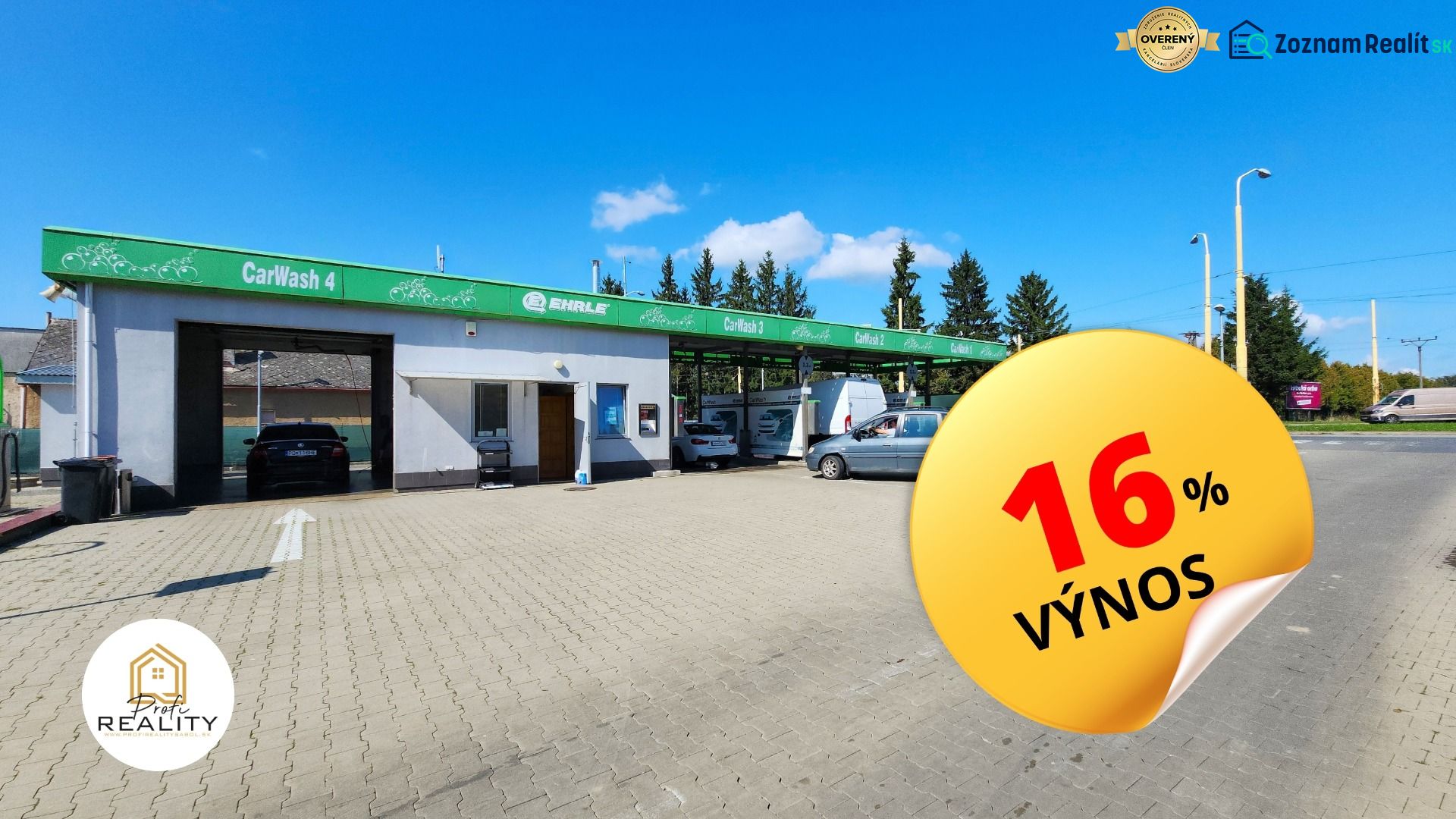 16% VÝNOS | Autoumyvýreň s dev. pozemkom - možnosť kúpy po častiach