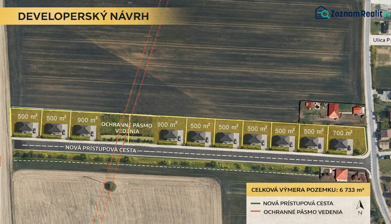 INVESTIČNÝ POZEMOK 6733 m² NA RD – SOKOLOVCE (okres Piešťany) - Developerský návrh pozemkov - bývanie v Sokolovciach so siedmimi parcelami rôznych veľkostí.