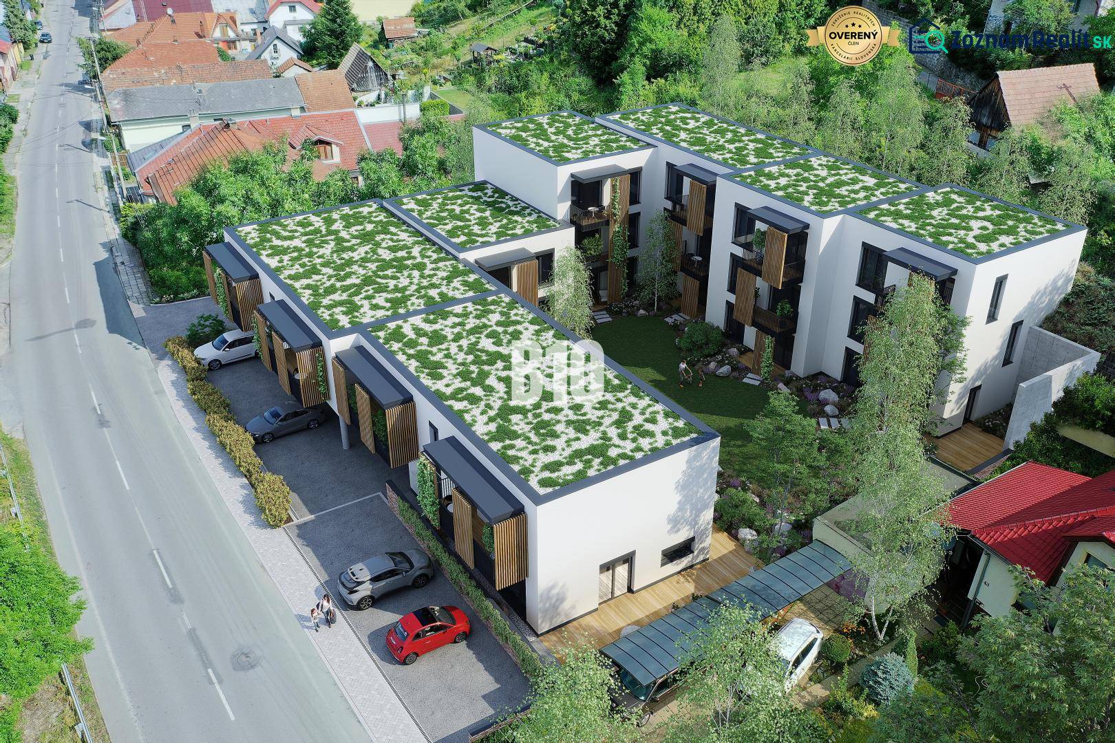 VILADOMY BUDATÍN - 3 IZBOVÝ BYT 125m2, A1 - Nadčasový komplex s vegetačnou strechou na Dolnej ulici v Žiline, vhodný pre 3-izbový byt.