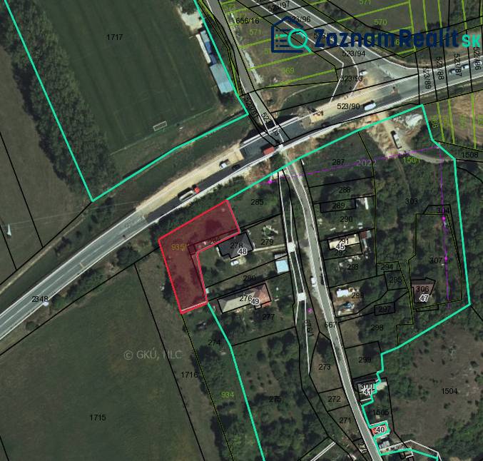 Dvorníky – Spoluvlastnícky podiel na lese a pozemku pri obci - Katastrálna mapa s vyznačenými pozemkami na poľnohospodárske a lesné využitie v Dvorníkoch-Včelároch.