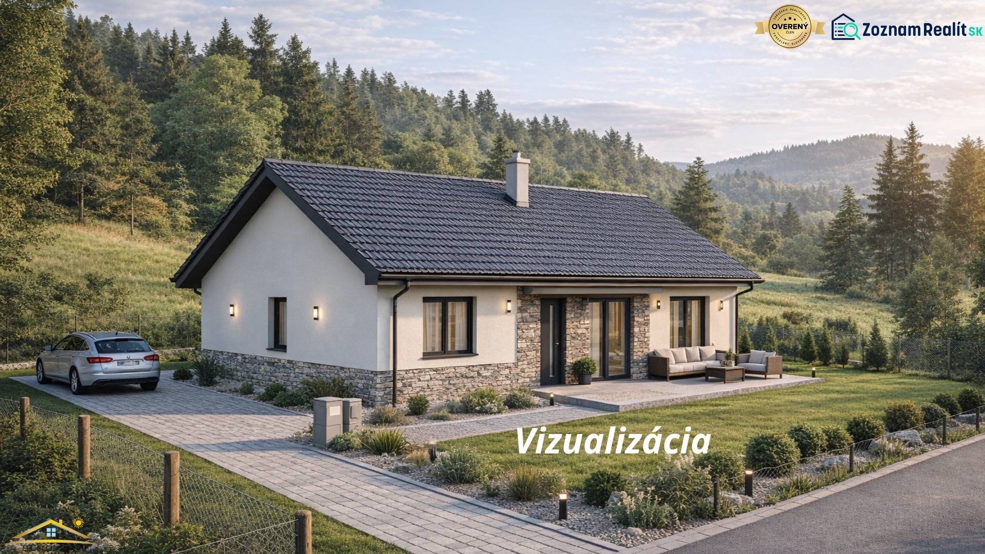 Stavebný pozemok v obci Makov, 864 m² + projekt rodinného domu - Rodinný dom obklopený zeleňou a horami, ideálny pre bývanie v Makove.
