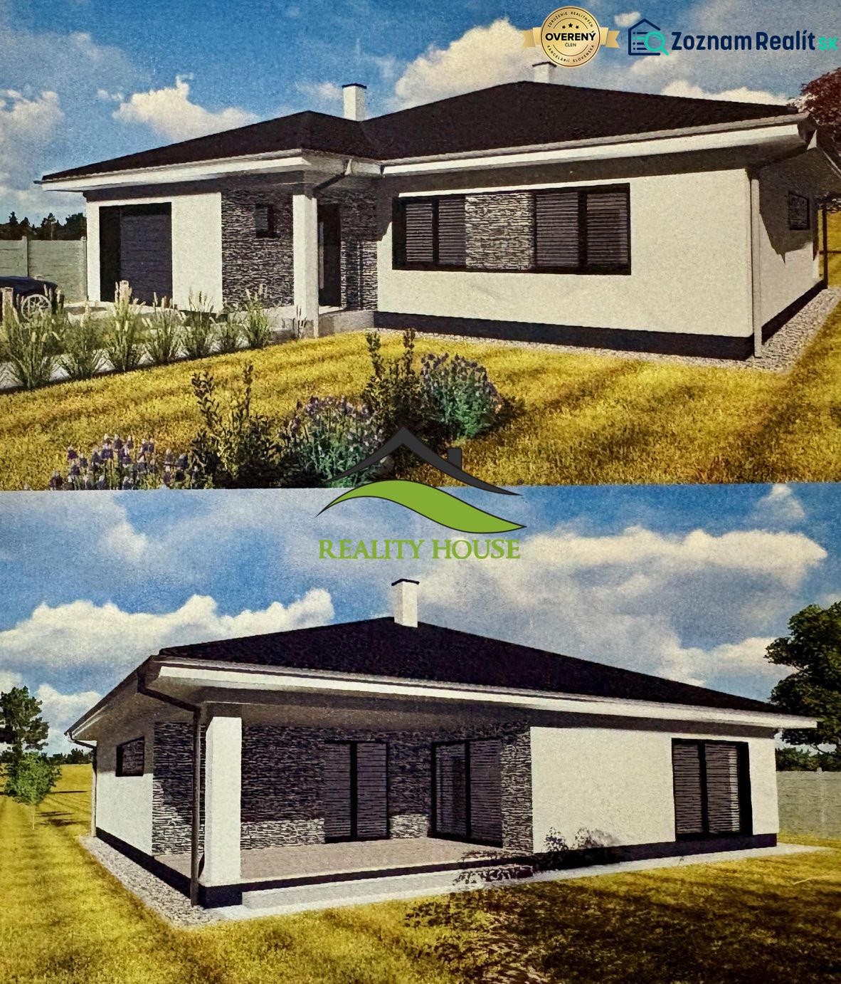 NOVOSTAVBA  - Rozostavaný bungalov v obci Dúbravka - Rodinný dom v Dúbravke, s elegantnou fasádou a upravenou záhradou.