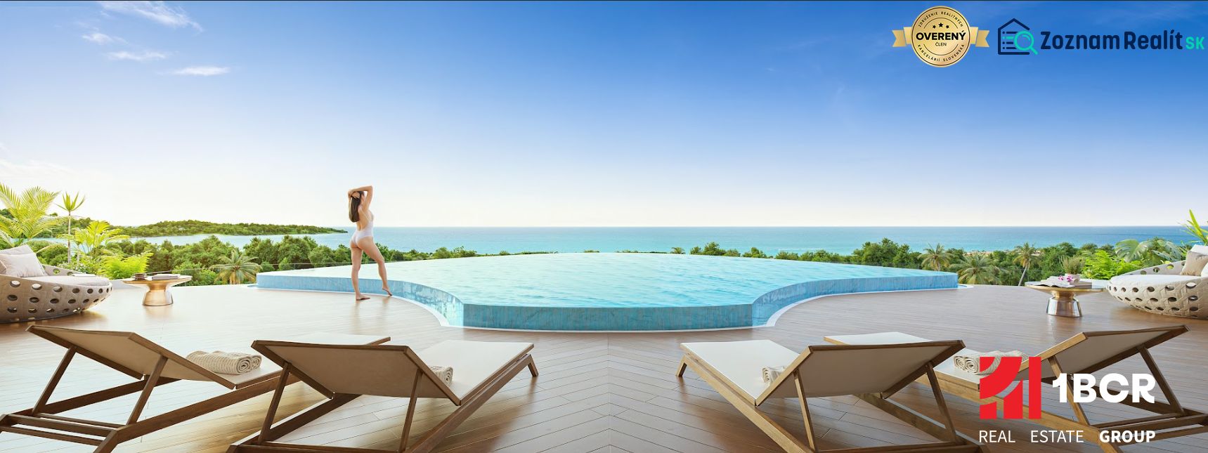 SOLE MIO RESIDENCES PHUKET - Bazén s výhľadom na more a lehátkami, Výstavba bytov v Phukete.