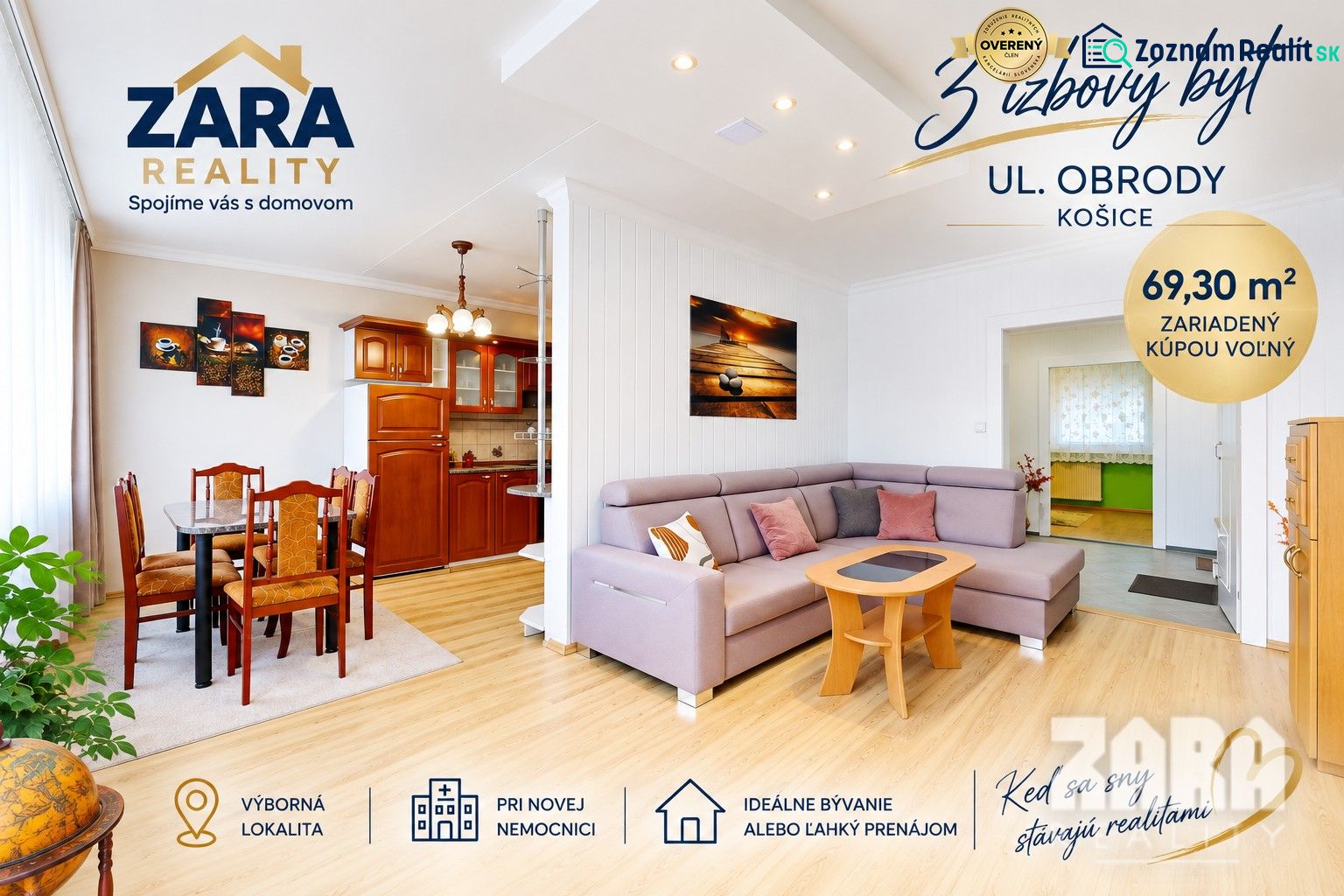 TERASA - ul. Obrody, 3 izb. byt, 69 m2. Zariadený. Kúpou voľný
