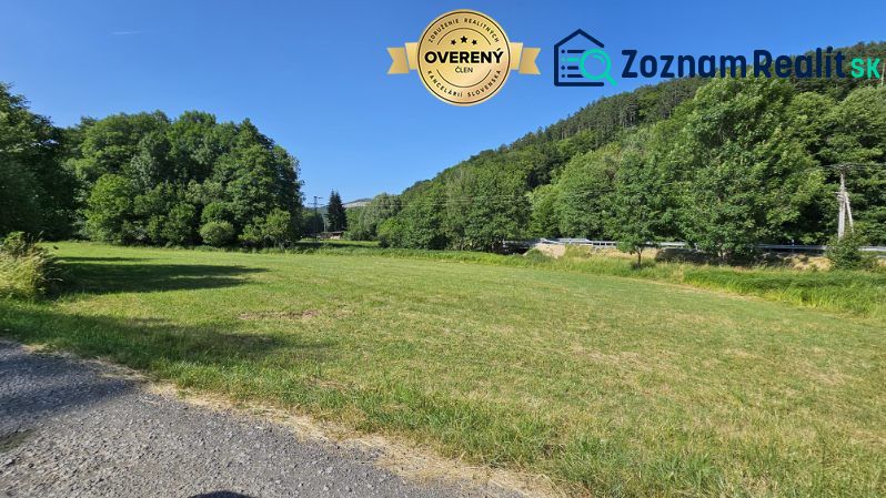 Ponúkame pozemky, od 1000m2, pôdu a les, spolu viac ako 4ha. - Zelená lúka na poľnohospodárskych a lesných pozemkoch v Hornom Tisovníku obklopená stromami a cestou.