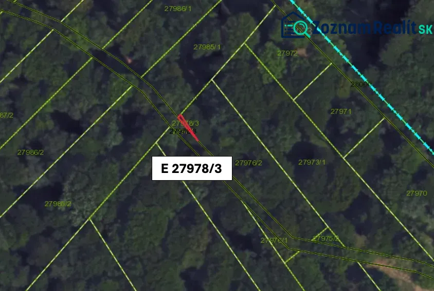 Vrbovce – 1.566 m2 INVESTIČNÉ pozemky – Predaj - Mapa pozemkových parciel v okolí Vrboviec so zreteľom na parcelu 27978/3.