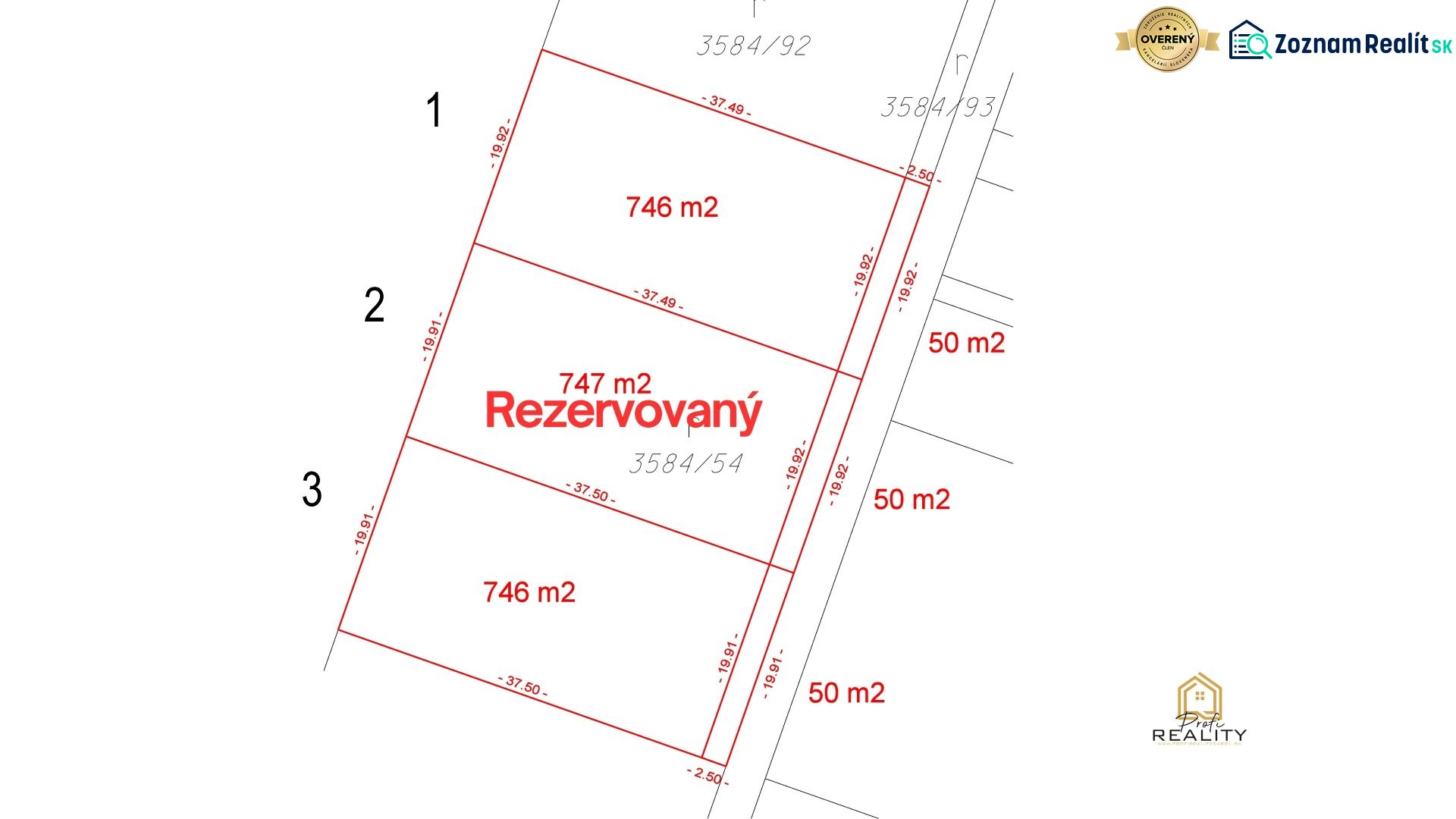 PREDAJ | Už LEN 2 POZEMKY pre RD, Prešov, Solivar - Mapa pozemkov na Zlatobanskej ulici v Prešove pre bývanie, jeden je rezervovaný.