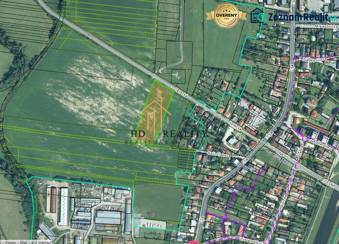 Predaj rozsiahly pozemok s výmerou 9 609 m² na Sliači