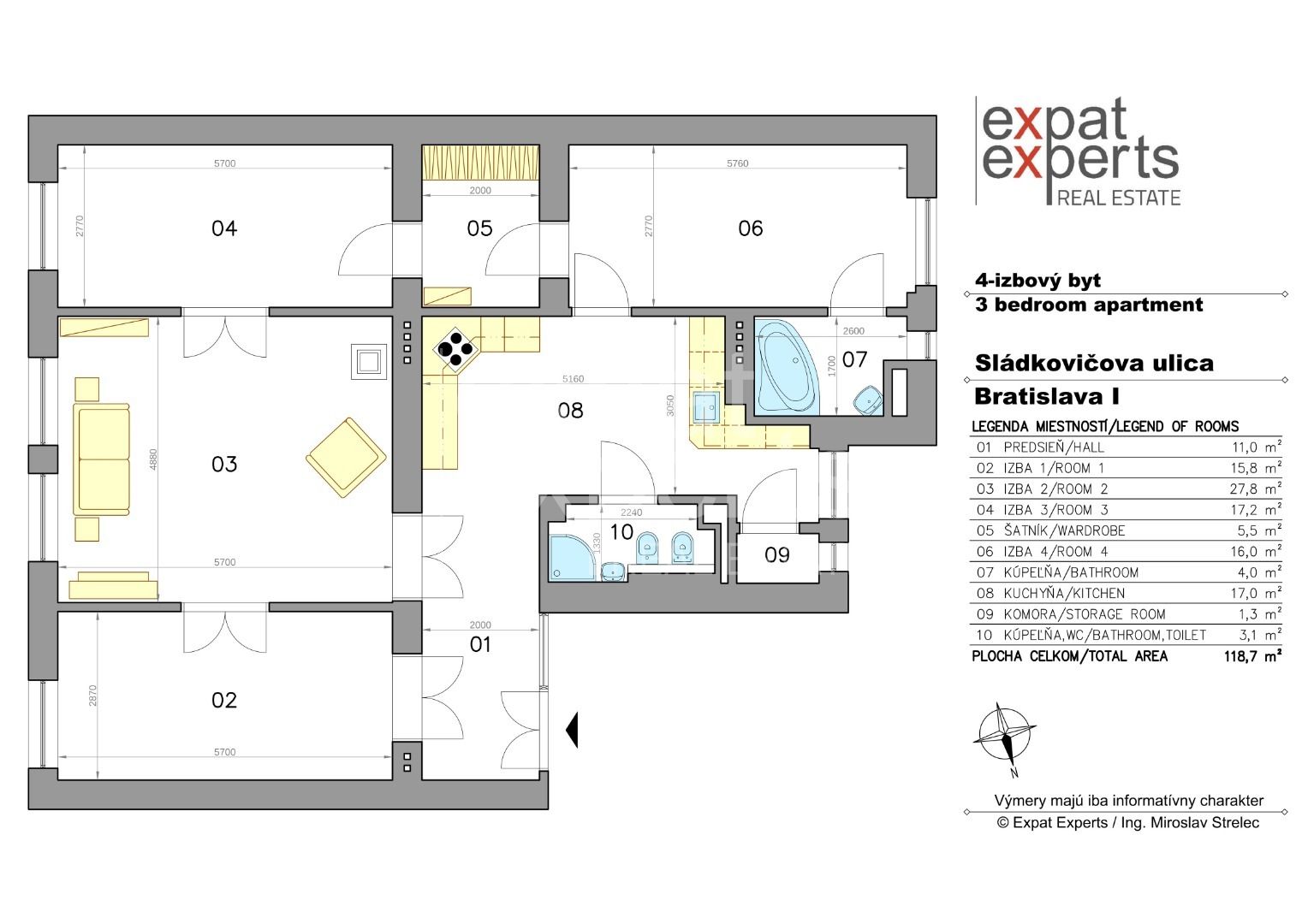 Unikátny 4i byt 120m2, štukatúra, parkety a vysoké stropy, Palisády – foto 4