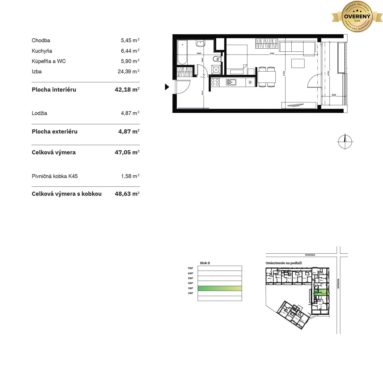 1,5 izbový byt B 5.4 | Greencorner | Bratislava-Nové mesto – foto 10