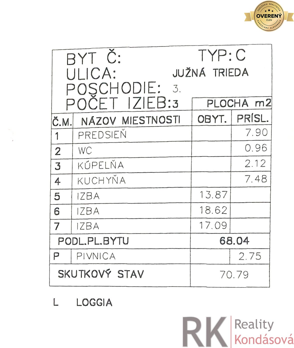 3-izb.byt s loggiou, Južná trieda – foto 2