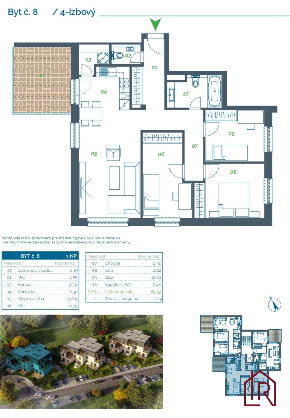 4i, 90m2 + 12,1m2 terasa, Lorinčík Háje, novostavba, VC8 – foto 6