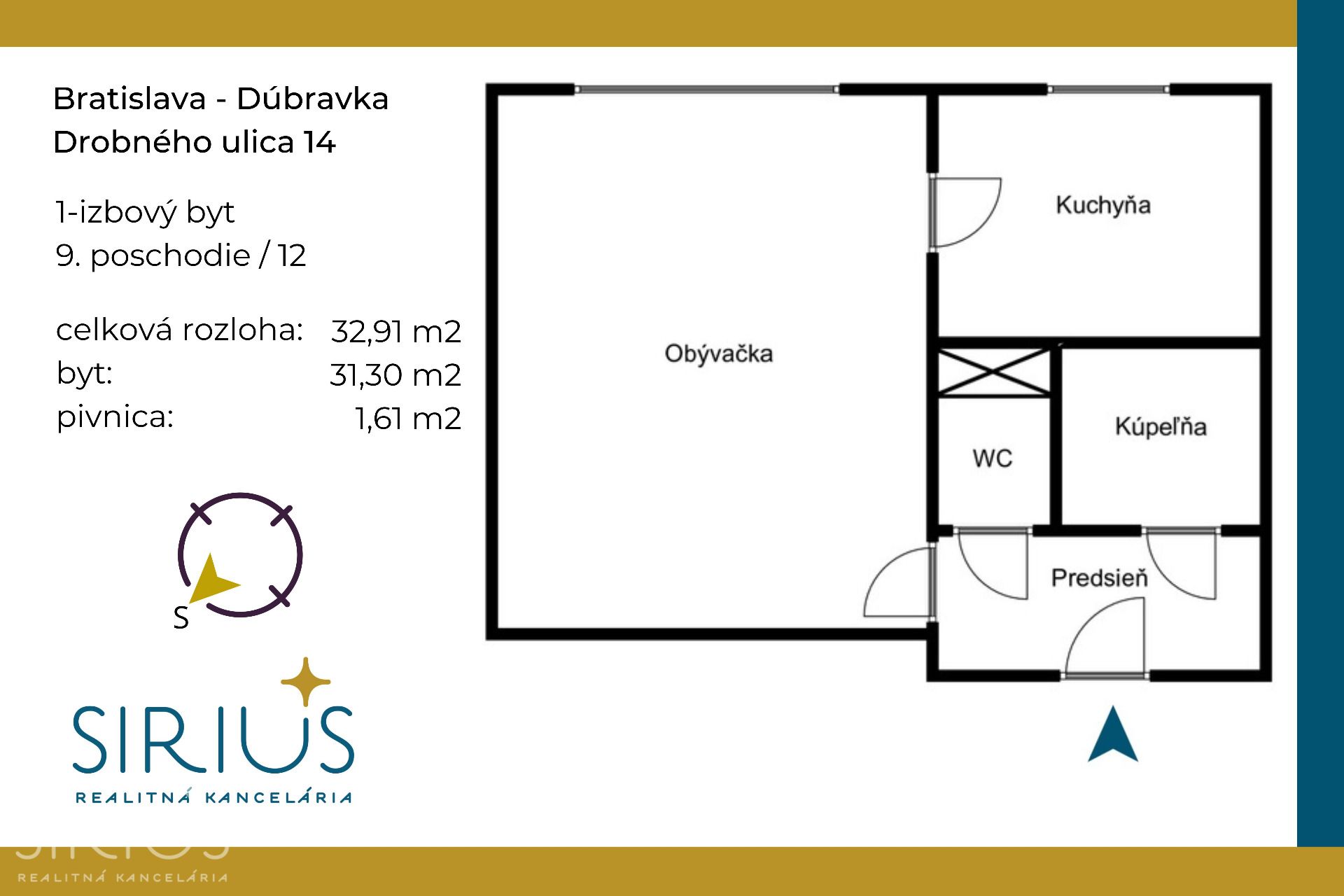 DROBNÉHO, 1-i byt, 33 m2 – POKOJNÝ výhľad na ZELEŇ, voľný od 1.9. – foto 4