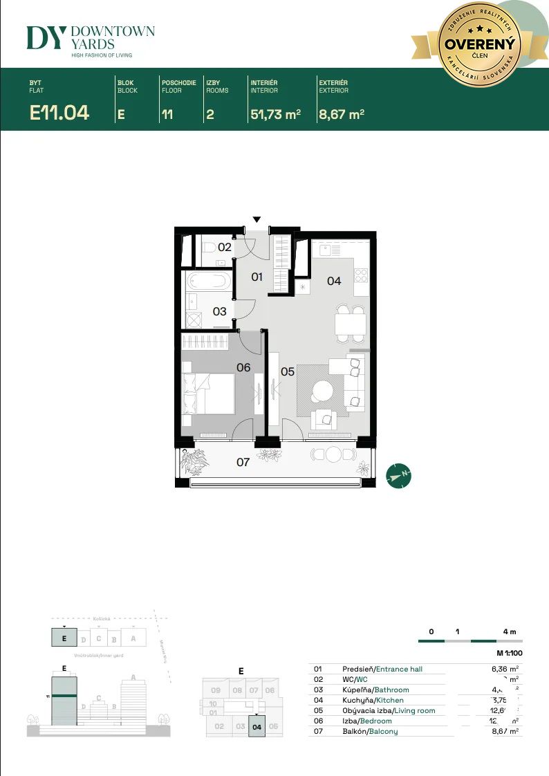 DOWNTOWN YARDS - 2i BYT | TOP PONUKA V PROJEKTE | 11.POSCHODIE – foto 4