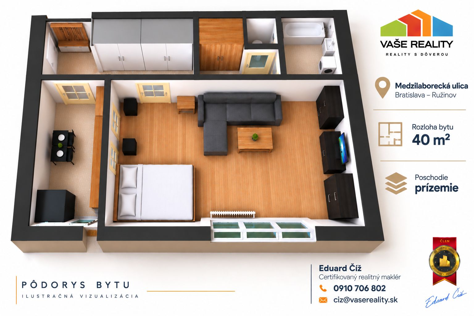 Na prenájom 1-izbový byt, 40 m², Medzilaborecká ul., Ružinov – foto 10