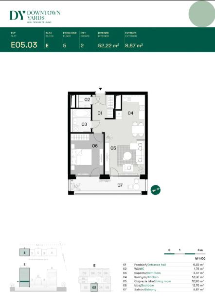 Vo výstavbe – V projekte Downtown Yards 2 izbový byt s garáž. státím – foto 5