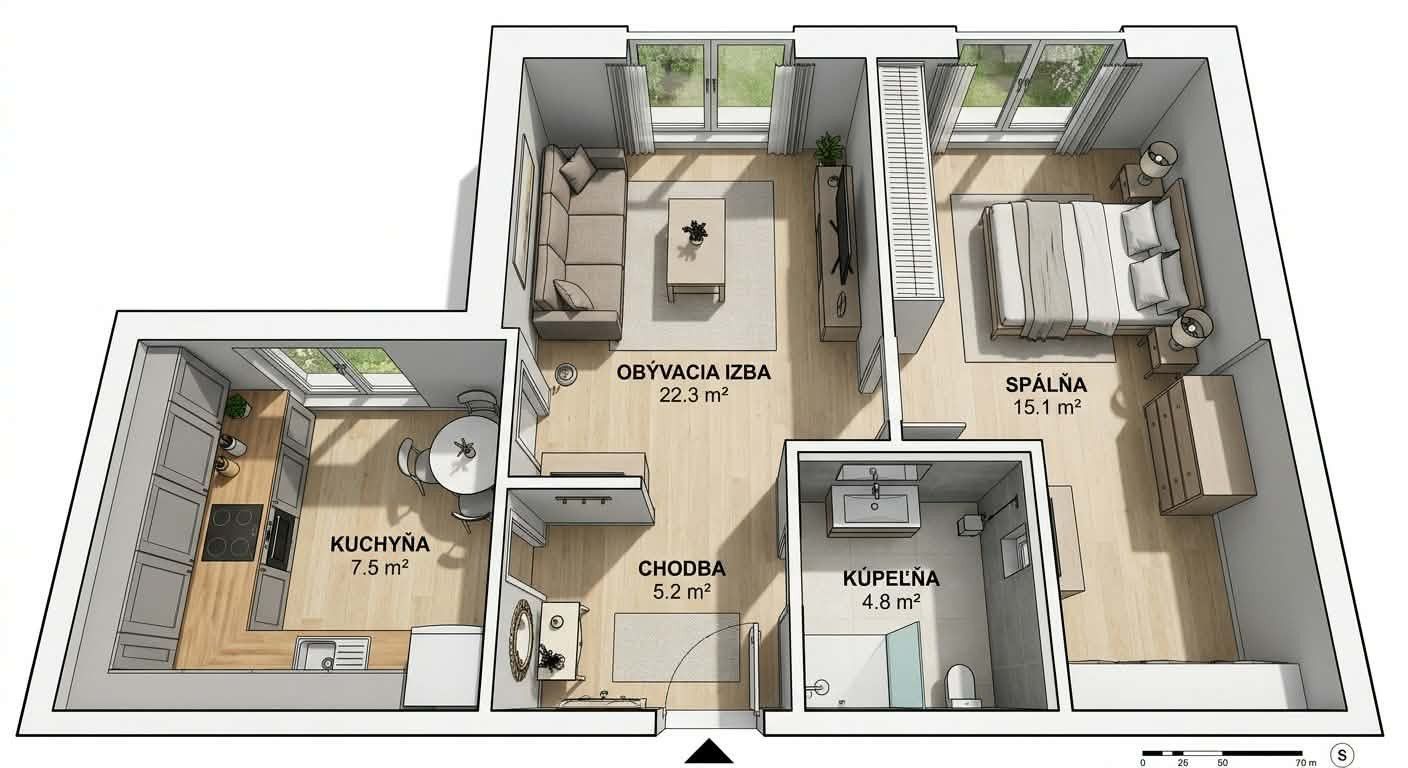 Kompletne zrekonštruovaný 2-izbový byt – Bratislava