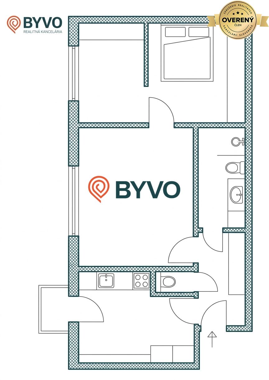65m² 3‑izbový byt s balkónom (aktuálne 2+1) – Staré Mesto - Nivy – foto 5