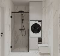 Novostavba: 2-izbový byt, 12 km od Viedne, Münichsthal - Sprchový kút v kúpeľni so susednou práčkou na ulici Münichsthal.