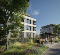 Rezidencia Karpatská (C.3E), 2i byt 60 m2 s loggiou 6 m2, TN - Trenčín, Karpatská: Novostavby s upravenou zeleňou a chodníkom vedľa 3-izbových bytov.