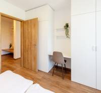 Krásny, elegantný 2i byt 52m2, lodžia, A/C, parking, BORY NA HRÁDZI - Svetlá izba v 2-izbovom byte s drevenou podlahou, vstavanými skriňami a pracovným kútikom.