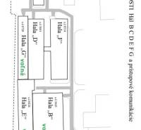 Výrobno - skladová hala (B) - Mapa výrobných priestorov na Bytčickej ceste v Žiline, označenie hal a prístupové komunikácie.