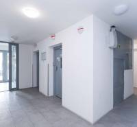 BÝVANIE NA HRADOM KOPCI - 3i byt, 90 m2 s balkónom, SVETLÁ ulica - Vstupná hala s výťahom, dverami a dlažbou v 3-izbovom byte.