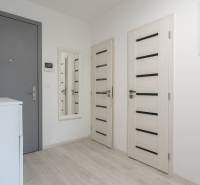 ZARIADENÝ - 3i v novostavbe 76 m2 + balkon - Trenčín - Vstupná chodba v 3-izbovom byte so zrkadlom, bielym nábytkom a svetlými dverami.