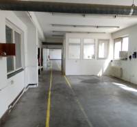 Administratívno-skladová budova Bratislava - Trnávka - Priemyselný interiér Budovy s bielymi stenami a žltými čiarami na podlahe.