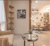 1 IZBOVÝ APARTMÁN A (1 SPÁLŇA + 1 OBÝV. IZBA) CITY GARDEN OLYMPUS  - Štýlový obývací priestor s pohodlným kreslom a dekoráciami v 2-izbovom byte.