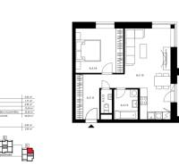 2i byt  A.3.1 - Bell Residence - Pôdorys ukazuje 2-izbový byt s loggiou a kúpeľňou na ulici Suchoňova.