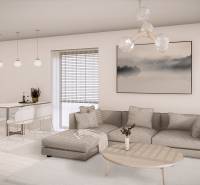 Posledný 3 izbový byt Bell Residence B.6.3. - Obývacia izba v 3-izbovom byte na ulici Suchoňova, s pohodlnou sedačkou a jedálenským stolom.