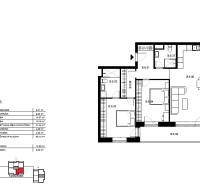 Posledný 3 izbový byt Bell Residence B.6.3. - Dispozícia 3-izbového bytu: kuchyňa s obývačkou, dve izby, loggia na ulici Suchoňova.
