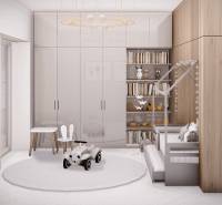Posledný 3 izbový byt Bell Residence B.6.3. - Detská izba na ulici Suchoňova, 3-izbový byt, s posteľou, knihami a stoličkami.