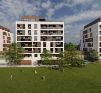 1,5 i byt BELL RESIDENCE B.2.4. - Trojica bytových domov na ulici Suchoňova, trávnik a relaxujúci ľudia. 1-izbový byt.