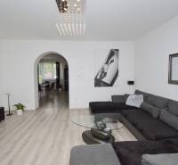 Predaj priestranný 5i s 1483 m2 pozemkom, pivnica, garáž, Dunakiliti - Obývacia izba v rodinnom dome s veľkou sedačkou a moderným zariadením.