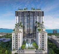 EMBASSY LIFE PATTAYA - Výstavba bytov v meste Pattaya s výhľadom na more a zelenými terasami.