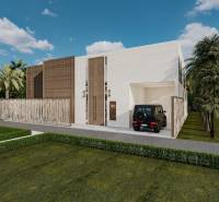 TROJIZBOVÁ VILA V LUXUSNOM HOTELOVOM REZORTE NA ZANZIBARE  - Rodinný dom v Zanzibar North s modernou architektúrou, záhradou a terénom s palmami.