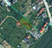 Výhodne predaj pozemku 82,90 €/m2, Budmerice - Katastrálna mapa v Budmericiach na Poľnej ulici, označujúca pozemky - bývanie.