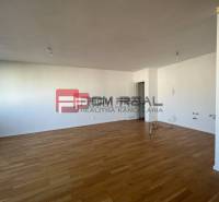 NA Predaj 4 izbový byt v projekte VINICE Pezinok 150m2 - Priestranný interiér 4-izbového bytu s drevenou podlahou a bielymi stenami.