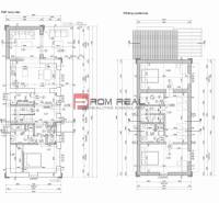 PREDAJ pozemku so starým domom CENTRUM Pezinok - Architektonický plán s pôdorysom prízemia a podkrovia pre Pozemky - bývanie.