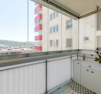 Krásny, priestranný 3i byt 110 m2, 2x lodžia parkovanie,RUSTICA - Zasklená lodžia s výhľadom, byt, skrinka s rastlinou, výhľad na kopce.