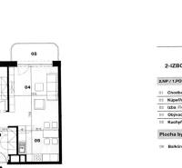 PREDAJ-2 IZBOVÝ BYT-59M2-PROJEKT ZWIRN 3 - RUŽINOV - Pôdorys 2-izbového bytu pri ulici Cvernovka s rozlohou 52,02 m² a balkónom.