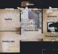 Predaj, trojizbový byt Rimavská Sobota, Rožňavská, R... - Pôdorys 3-izbového bytu s označenými miestnosťami: spálňa, detská izba, obývacia izba.
