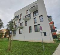 Moderný byt v novostavbe vo Svite na prenájom - Bytový dom na Jilemnického ulici v Svite, obklopený zeleňou a chodníkom.