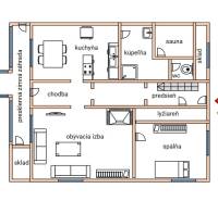 PREDAJ - Rodinný dom na Donovaloch s 3 samostatnými apartmánmi - Pôdorys rodinného domu so saunou, zimnou záhradou a lyžiarňou.