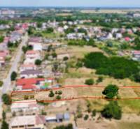 Na predaj stavebný pozemok, Biel, Trebišov - Letecký pohľad na pozemky - bývanie v Biel, na Mlynskej ulici, s okolitou zeleňou.